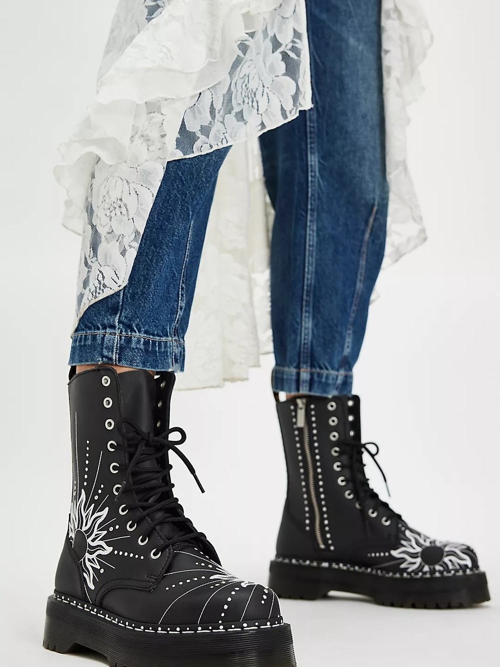 TitleDr. Martens Jadon Hi Solar Flare Platform Boots Celestial Sun NWOB Size 10